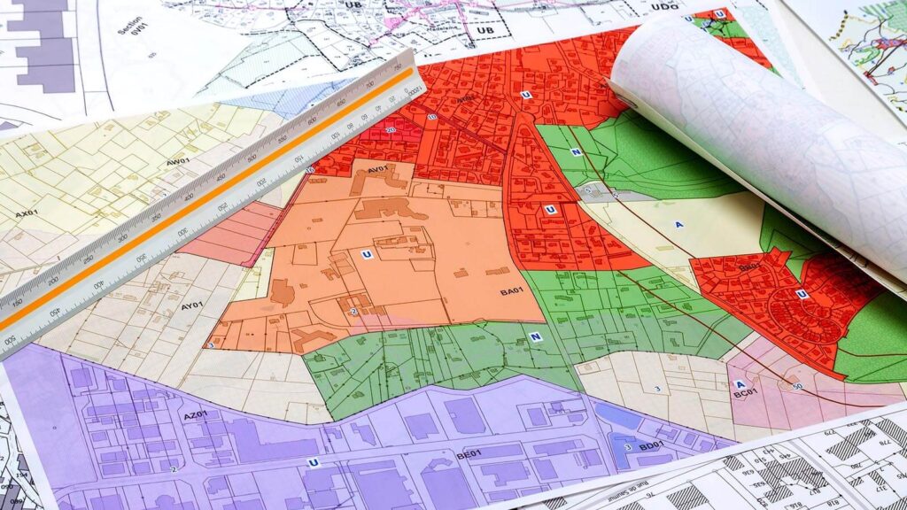 zoning map of different parcels of land